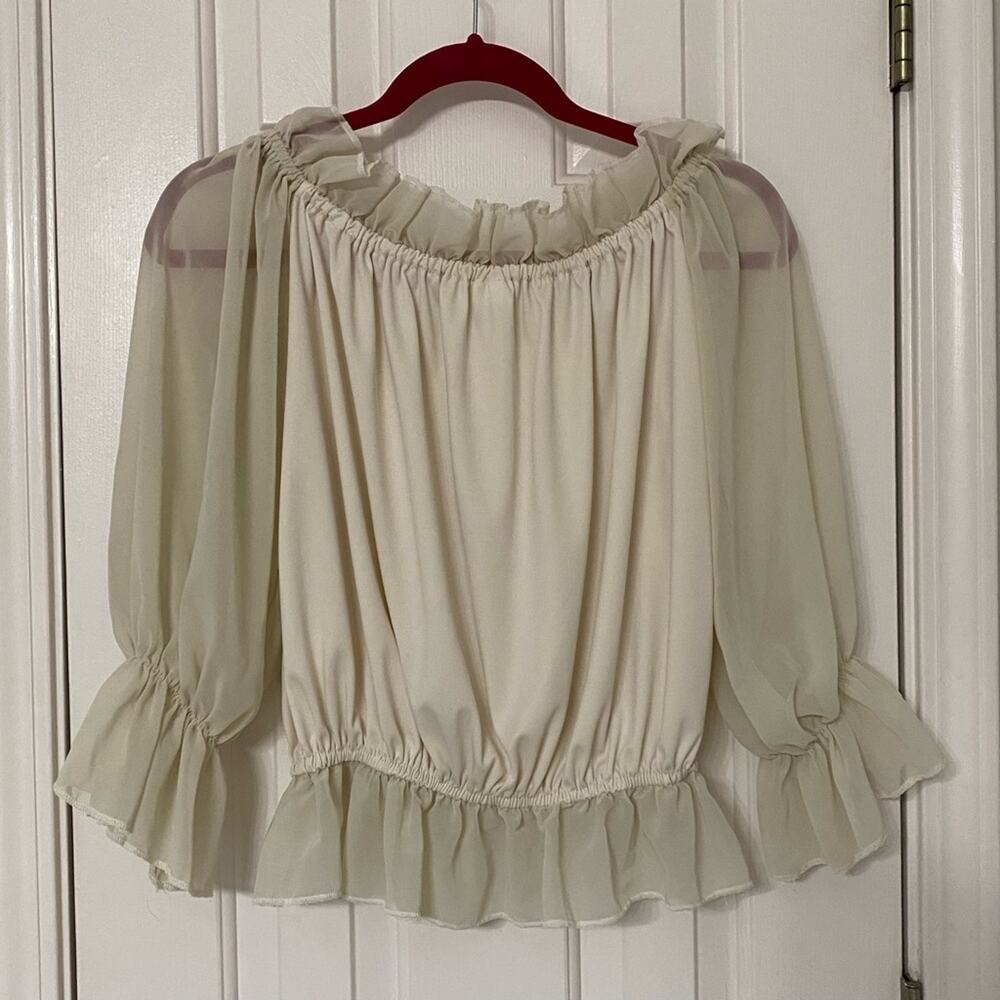 SPIRIT HALLOWEEN • White Cream Halloween Pirate Peasant Top Blouse - Picture 6 of 6